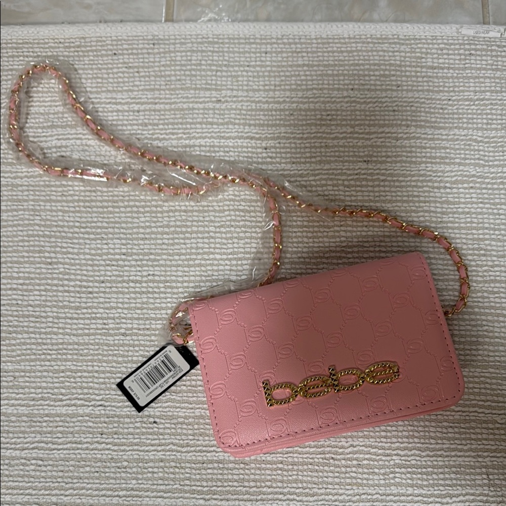 Bebe Pink Crossbody Bag with Chain Strap